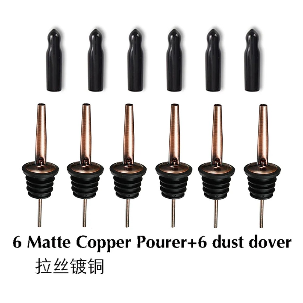 Bitters Bottle Set - 6 個のステンレス鋼ワイン注ぎ口ストッパーボトル注ぎ口ストッパースピードポアラーバーワインアクセサリー 6 個セット